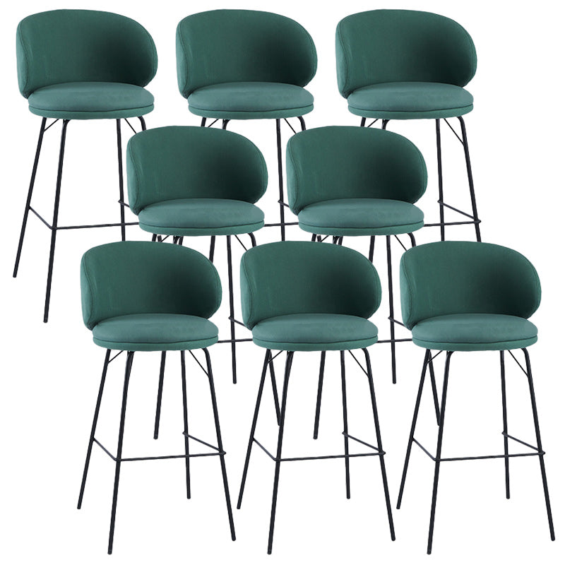 Modern Backrest Armless Counter Stool Upholstered Bar Stool with Metal 4 Legs
