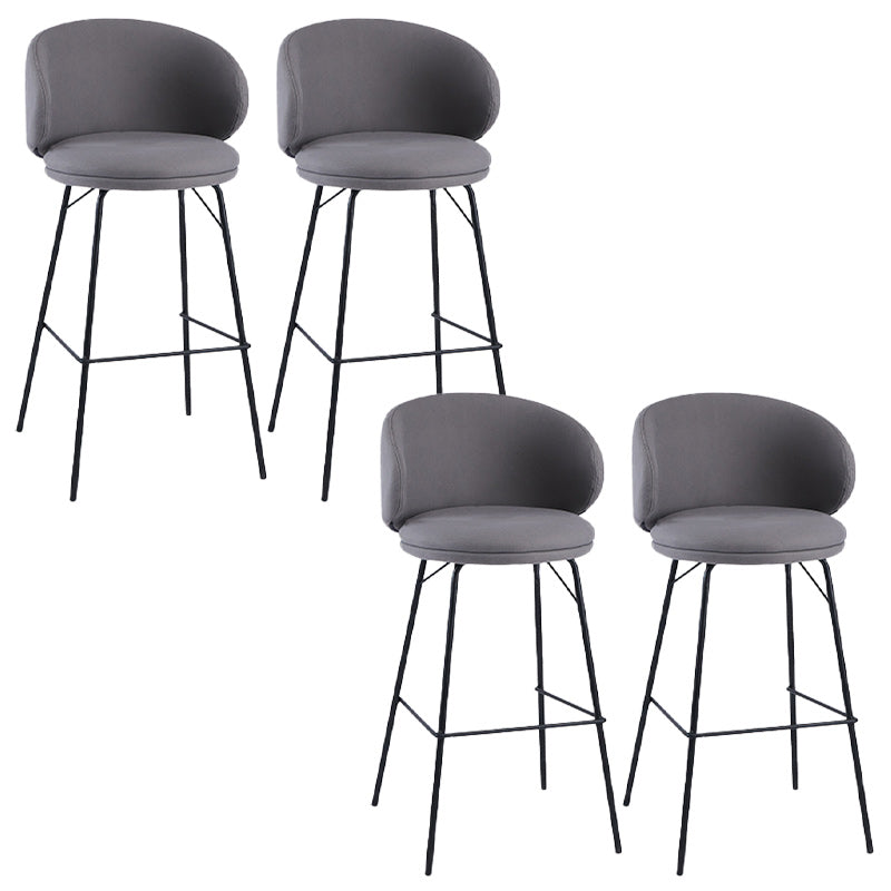 Modern Backrest Armless Counter Stool Upholstered Bar Stool with Metal 4 Legs
