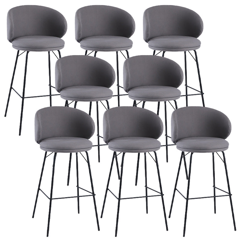 Modern Backrest Armless Counter Stool Upholstered Bar Stool with Metal 4 Legs