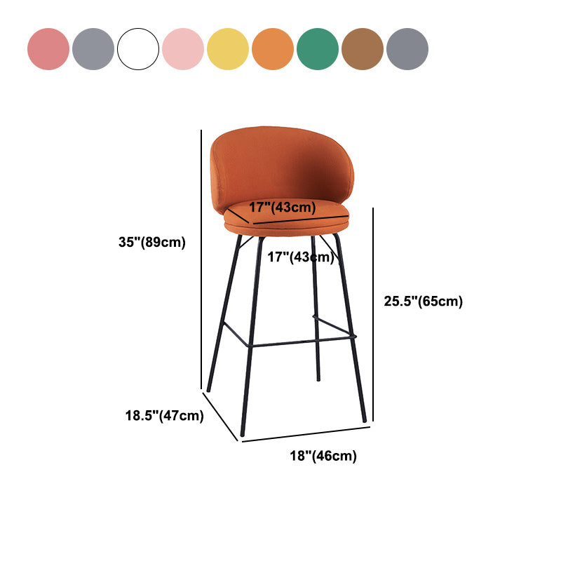 Modern Backrest Armless Counter Stool Upholstered Bar Stool with Metal 4 Legs