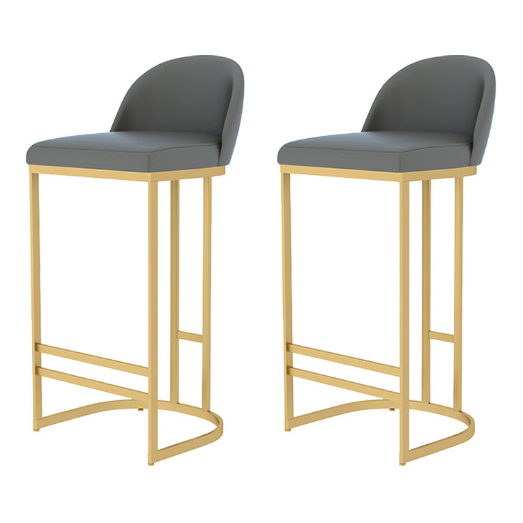 Scandinavian Bar and Counter Stool Low Back Stool with Gold Pedestal Base