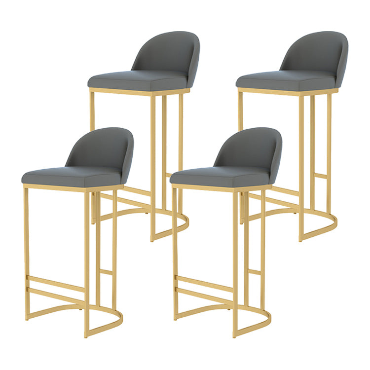 Scandinavian Bar and Counter Stool Low Back Stool with Gold Pedestal Base