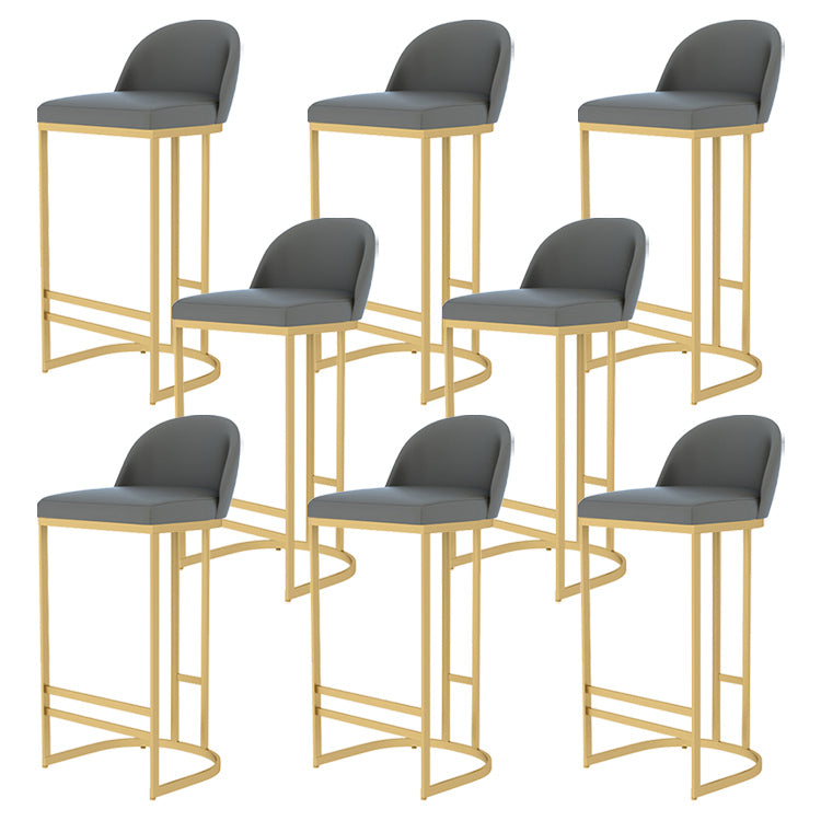 Scandinavian Bar and Counter Stool Low Back Stool with Gold Pedestal Base