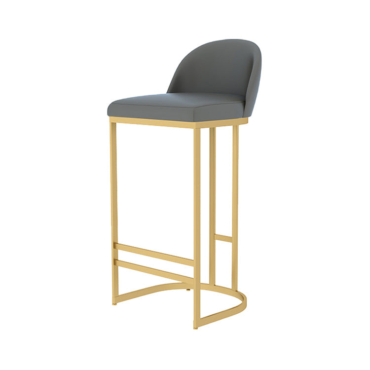 Scandinavian Bar and Counter Stool Low Back Stool with Gold Pedestal Base