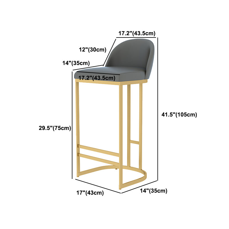 Scandinavian Bar and Counter Stool Low Back Stool with Gold Pedestal Base