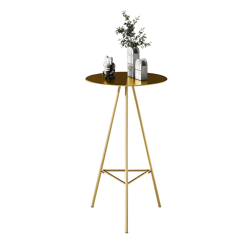 1/3/4 Pieces Industrial Round Bar Table Set Gold Iron Bistro Set with Footrest