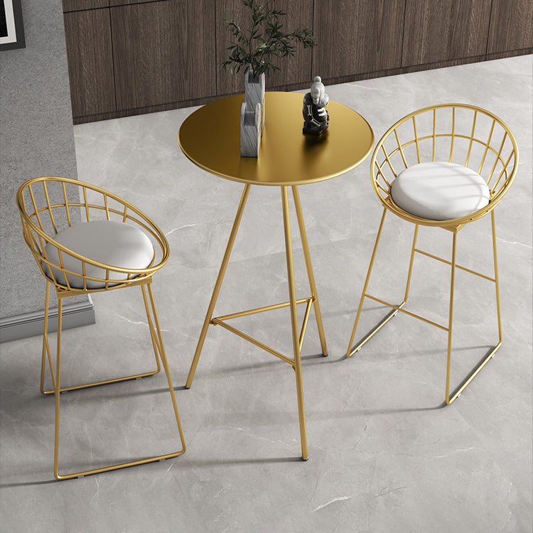 1/3/4 Pieces Industrial Round Bar Table Set Gold Iron Bistro Set with Footrest
