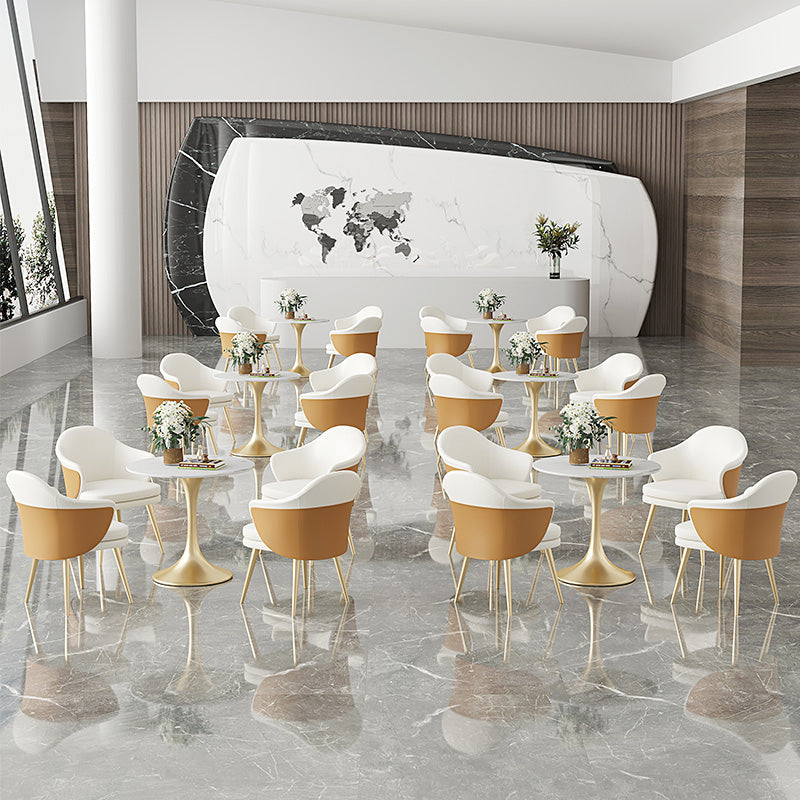 Modern Style Round Dining Table Sintered Stone Table with Tulip Base