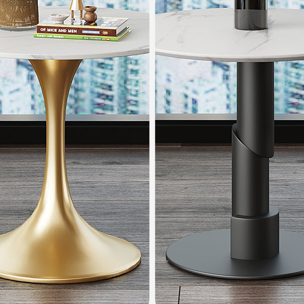 Modern Style Round Dining Table Sintered Stone Table with Tulip Base