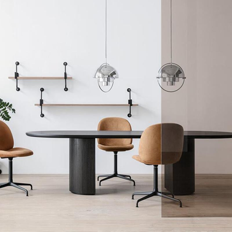 Modern Wood Oval Black Dinette Table Wood Base Dining Table for Living Room