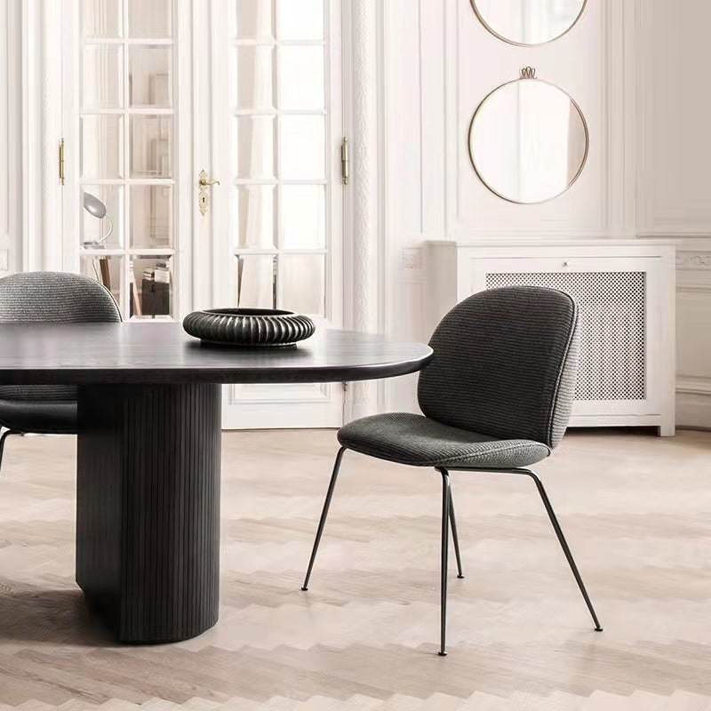 Modern Wood Oval Black Dinette Table Wood Base Dining Table for Living Room