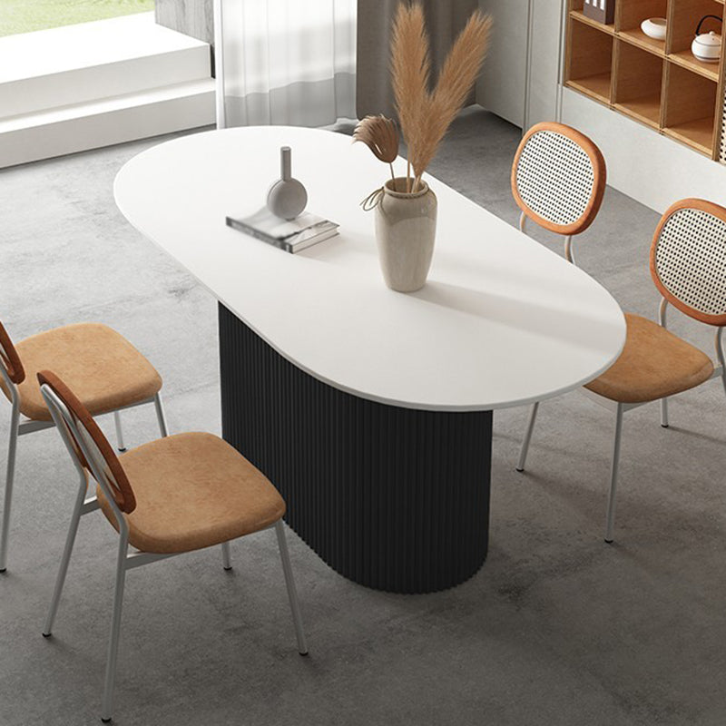 Simplicity Oval Dining Table Sintered Stone and Pine Top Pedestal Table