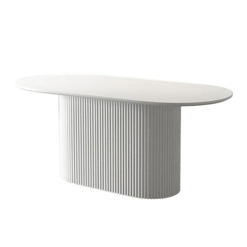 Simplicity Oval Dining Table Sintered Stone and Pine Top Pedestal Table