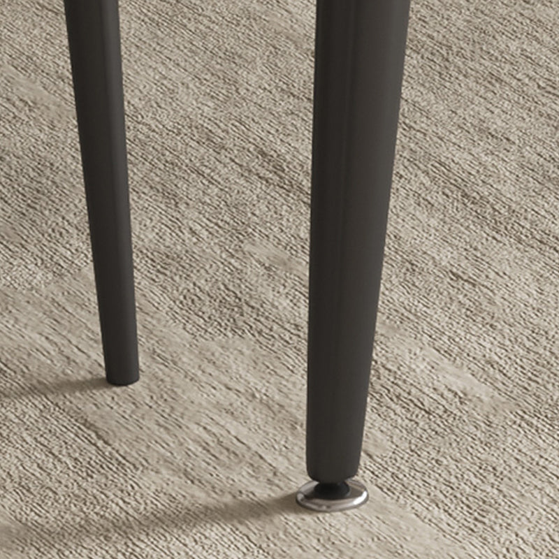 Round Dining Table with Leaf Extension Modern Stone Black Legs Dinette Table