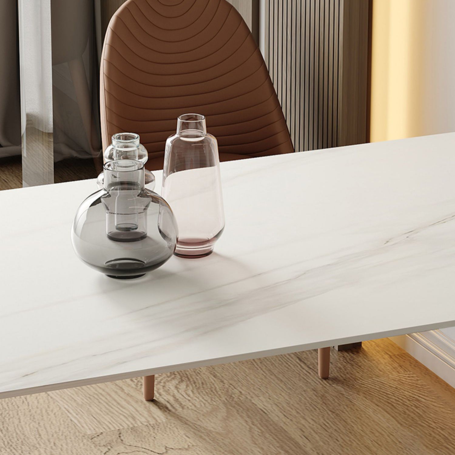 Modern Style Dining Table White Top Sintered Stone Table for Home
