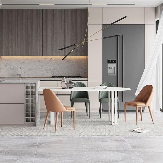 Modern Style Dining Table White Top Sintered Stone Table for Home