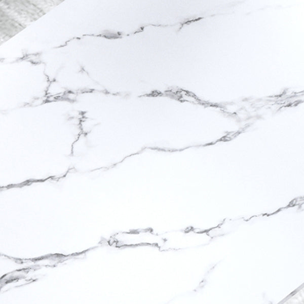 Traditional Luxury Dining Table Rectangle Stone Top White and Gold Table