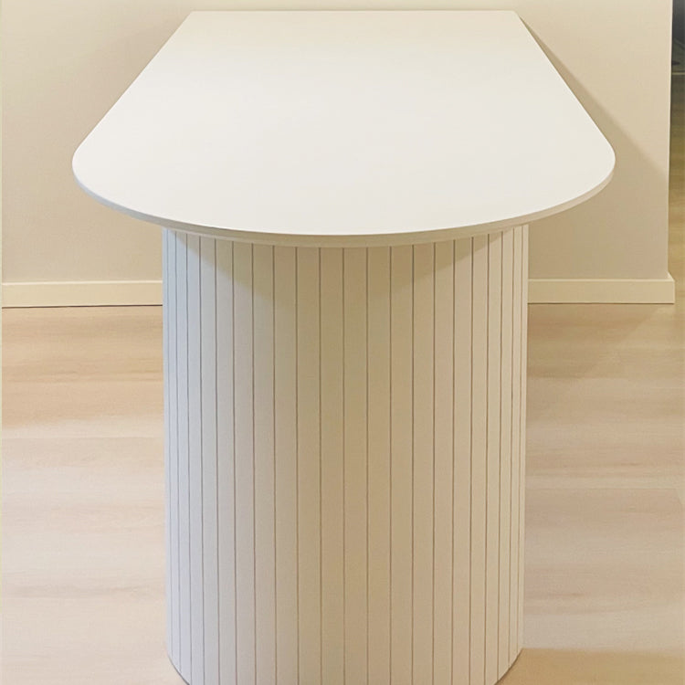 Modern Pine Wood Table for Restaurant White Oval Table with Double Pedestal