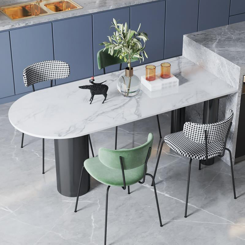 Stone Tripod Base Dining Table Contemporary Style Dining Room Table for Home