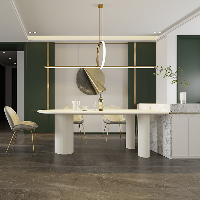 Sintered Stone Top Free Form White Table for Restaurant Modern Dining Table with 3 Legs