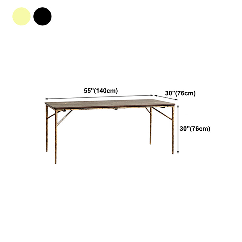 Rectangle 4 Legs Luxury Table Wood Color Fixed Table with Solid Wood
