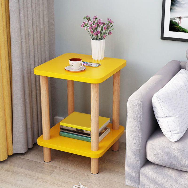 20.87" Tall Wood Side Accent Table Geometric Shelf Included End Table