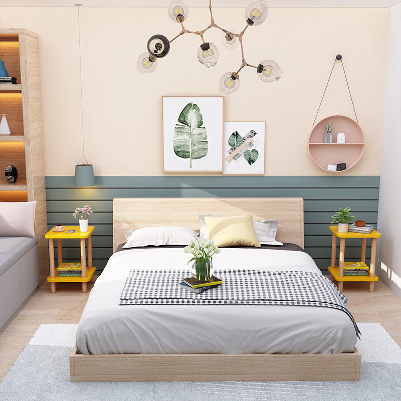 20.87" Tall Wood Side Accent Table Geometric Shelf Included End Table