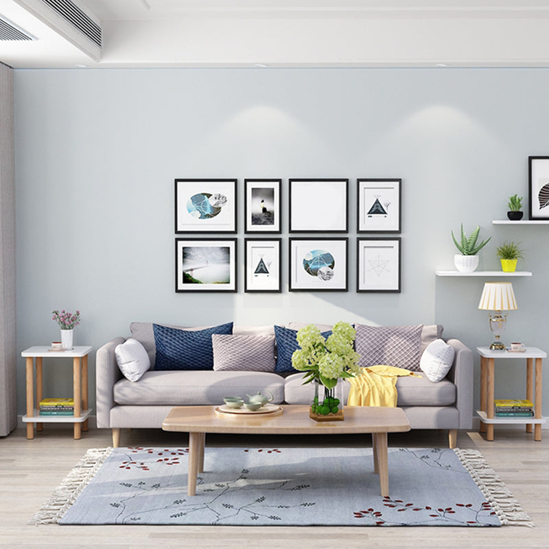 20.87" Tall Wood Side Accent Table Geometric Shelf Included End Table