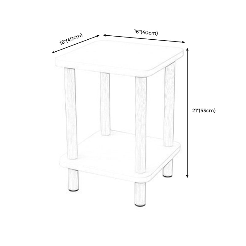 20.87" Tall Wood Side Accent Table Geometric Shelf Included End Table