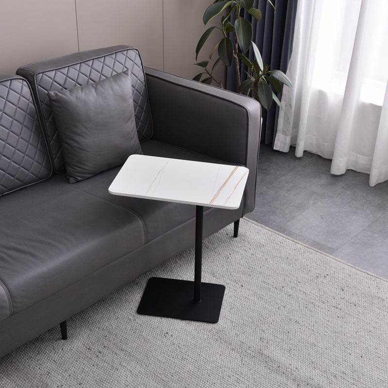 Modern Faux Marble Top End  Table 21.6 "Tall Pedestal Sofa Side Table
