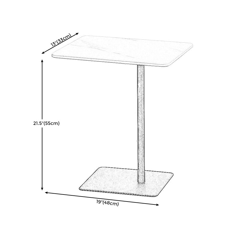 Modern Faux Marble Top End  Table 21.6 "Tall Pedestal Sofa Side Table