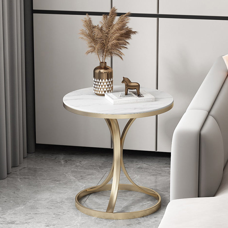 Faux Marble Top End Table Modern 21.6 "Tall Pedestal Side Table