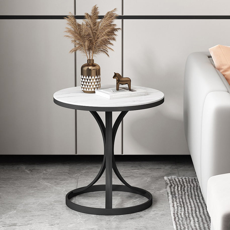 Faux Marble Top End Table Modern 21.6 "Tall Pedestal Side Table