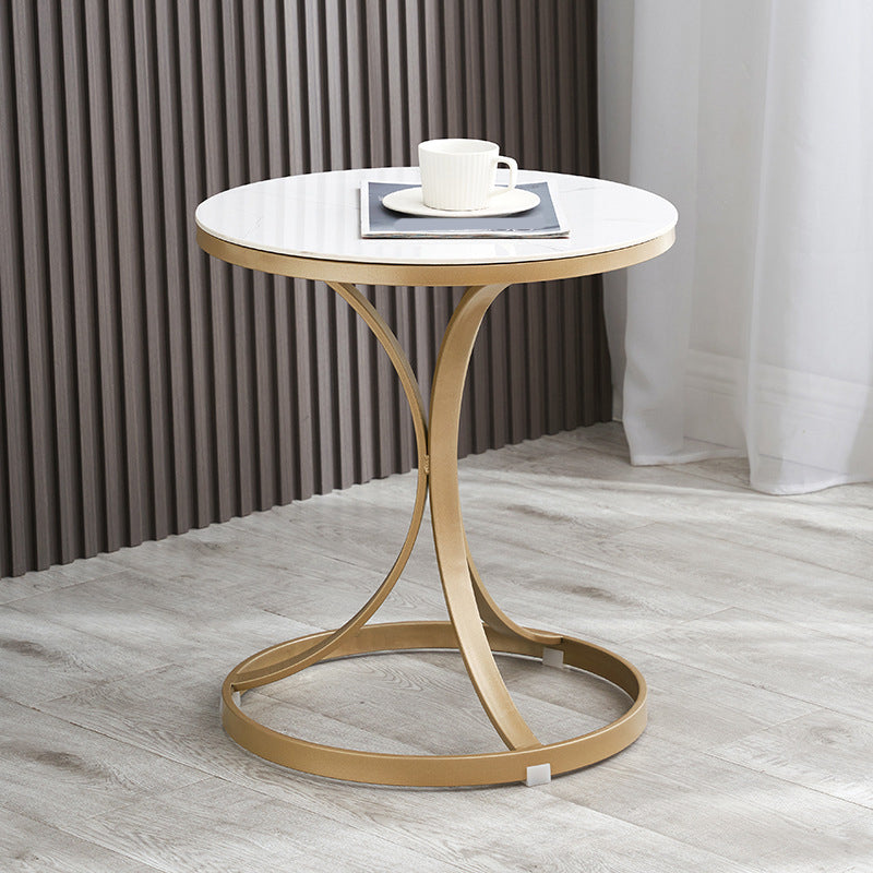 Faux Marble Top End Table Modern 21.6 "Tall Pedestal Side Table