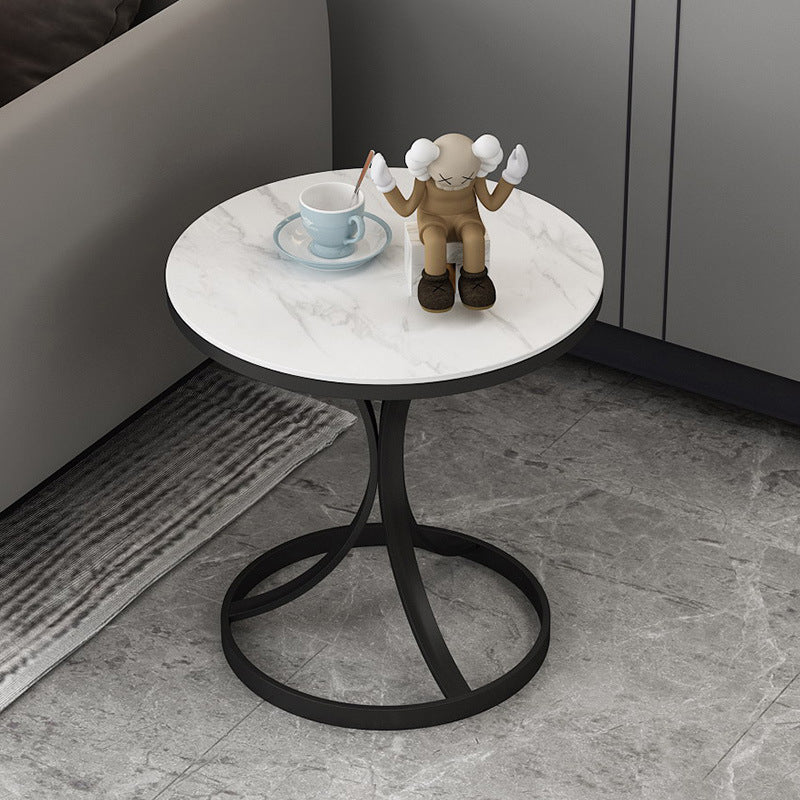 Faux Marble Top End Table Modern 21.6 "Tall Pedestal Side Table