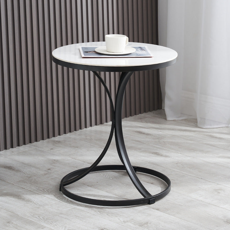 Faux Marble Top End Table Modern 21.6 "Tall Pedestal Side Table