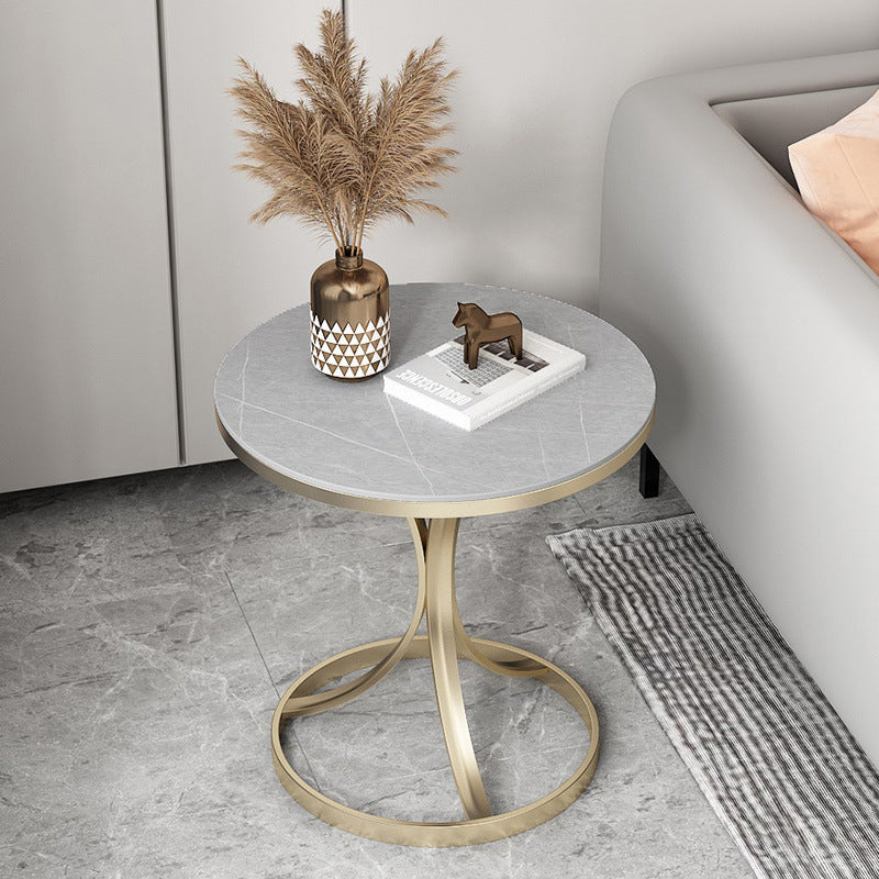 Faux Marble Top End Table Modern 21.6 "Tall Pedestal Side Table
