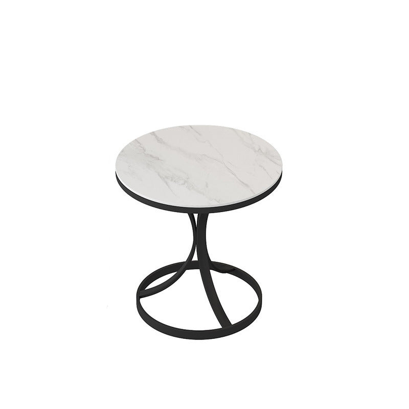Faux Marble Top End Table Modern 21.6 "Tall Pedestal Side Table