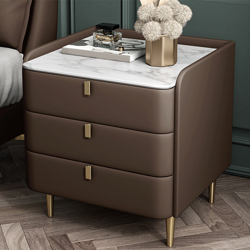 Solid Wood Frame 3 Drawer Leather Multicolor Choice Gold Table Leg Nightstand