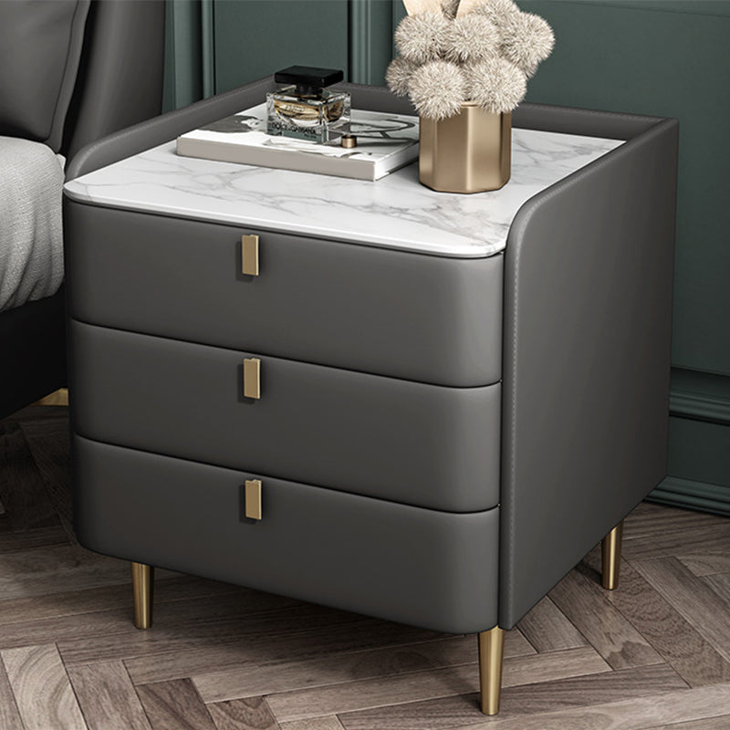 Solid Wood Frame 3 Drawer Leather Multicolor Choice Gold Table Leg Nightstand
