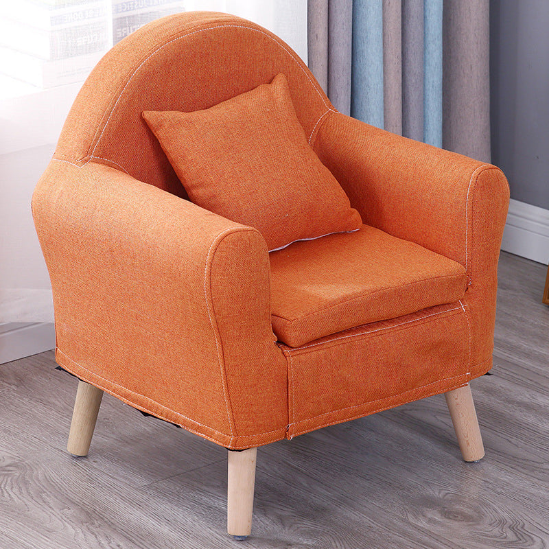 19.68"Wide Armchair Camel Back Cotton Blend Chair with Round Arms and Basic Four Legs