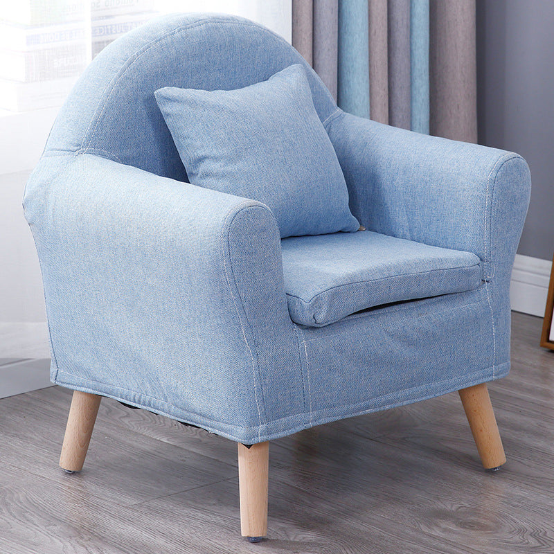 19.68"Wide Armchair Camel Back Cotton Blend Chair with Round Arms and Basic Four Legs