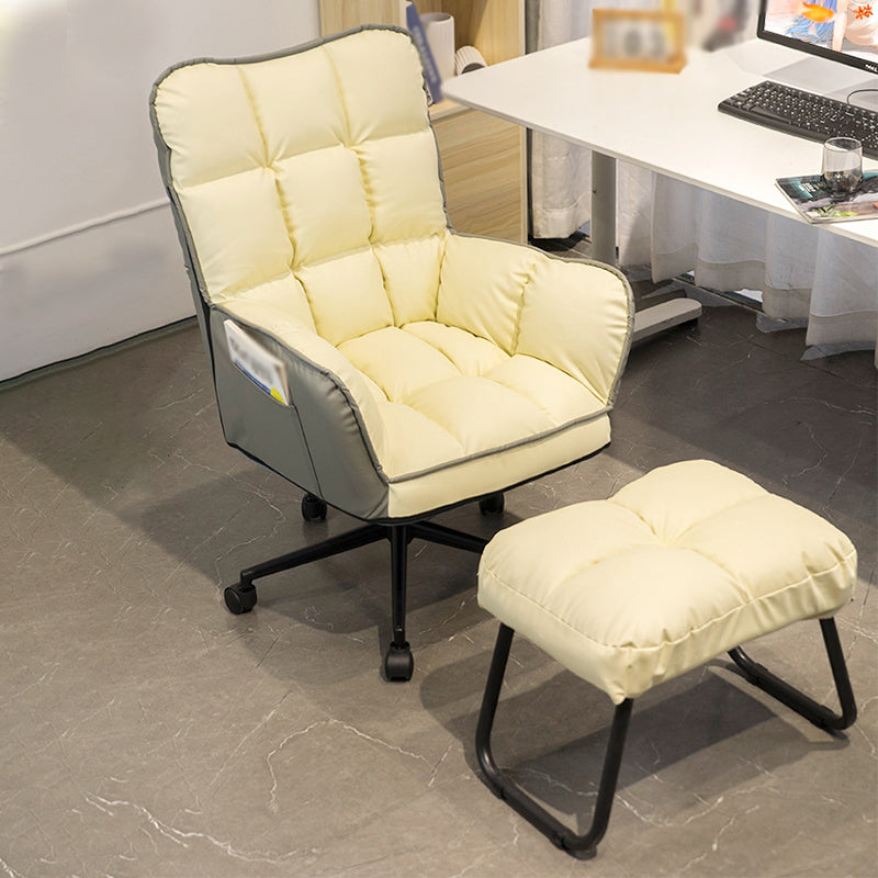 PU Leather Arm Chair 27.55" L x 25.59" W x 42.51" H Adjustable Armchair with Wheels