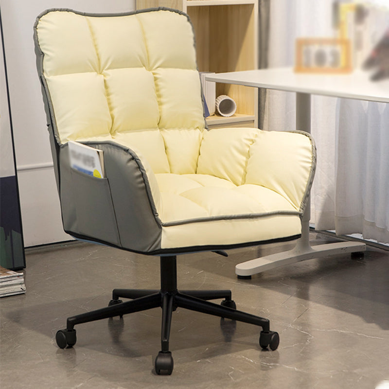 PU Leather Arm Chair 27.55" L x 25.59" W x 42.51" H Adjustable Armchair with Wheels