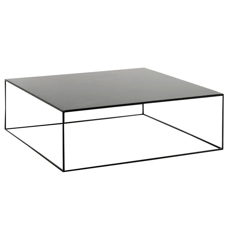 White/Black Metal Frame Coffee Table Modern Square Assembled Table