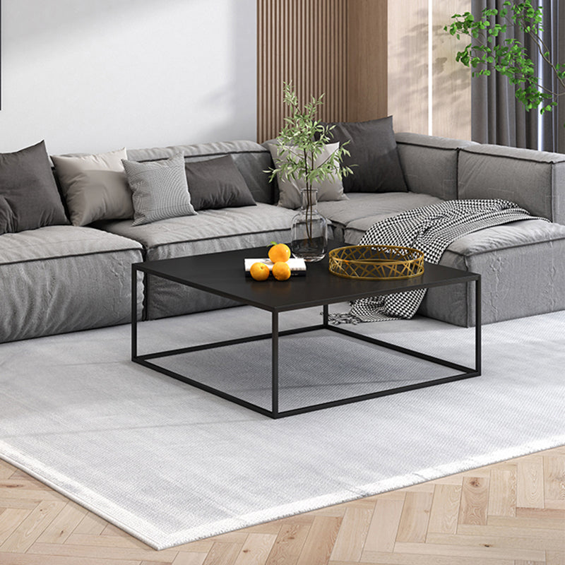 White/Black Metal Frame Coffee Table Modern Square Assembled Table