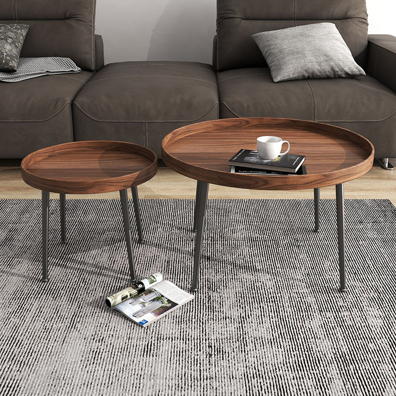 4 Legs Round Tray Top Coffee Table Contemporary Wood Coffee Table