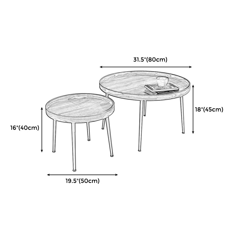 4 Legs Round Tray Top Coffee Table Contemporary Wood Coffee Table