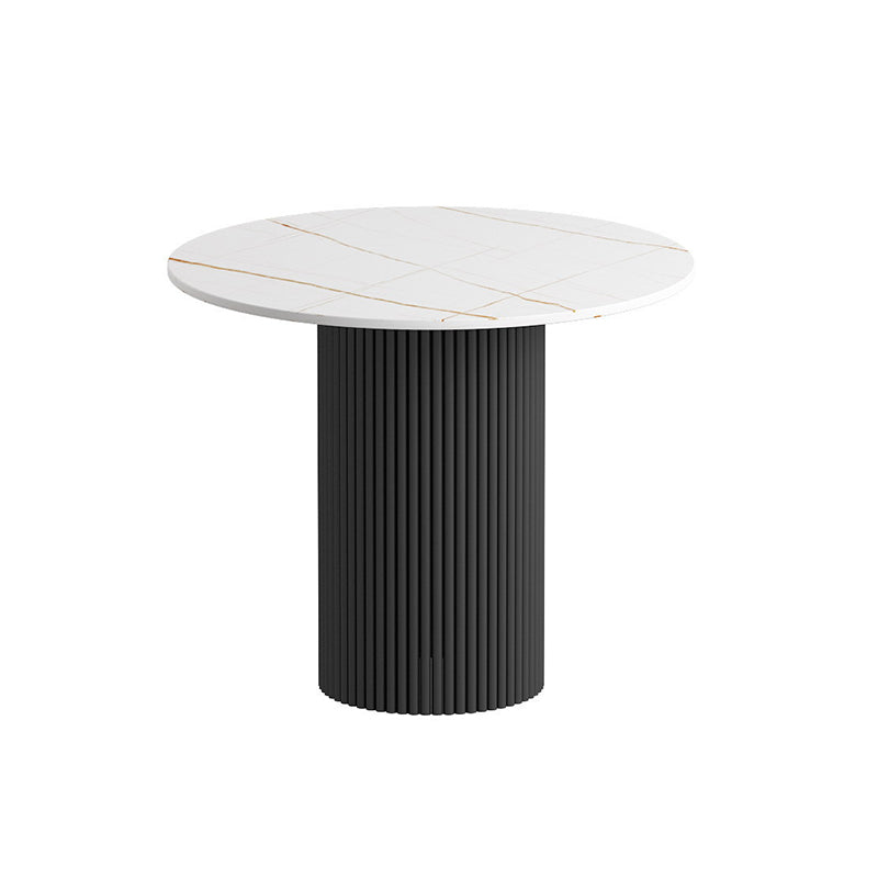 Modern Style Black/white Rock Slab Top Metal Craft Round Coffee Table