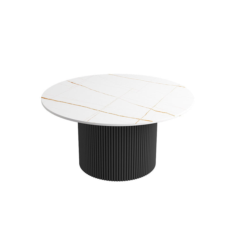 Modern Style Black/white Rock Slab Top Metal Craft Round Coffee Table